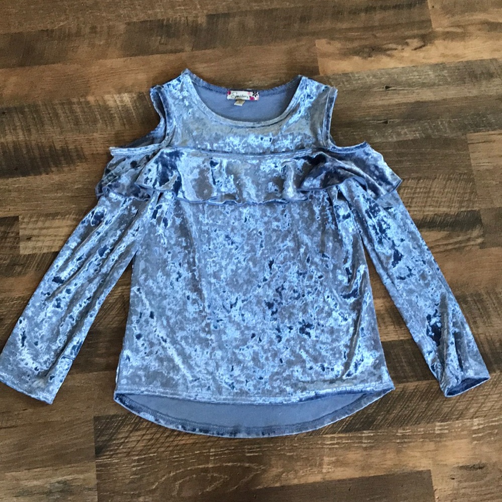 Crushed velvet cold shoulder top